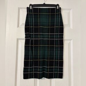 Ann Taylor Black and Green Plaid Sweater Skirt